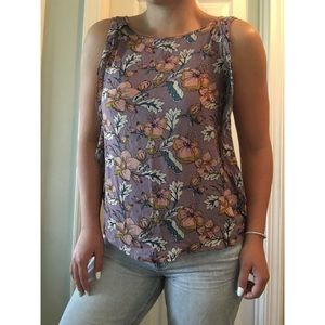 Lavender floral tank top.